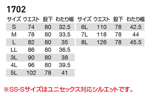 【1702】かっこいい作業服カーゴパンツ6色・S〜8L対応【WORK WEAR バートル】