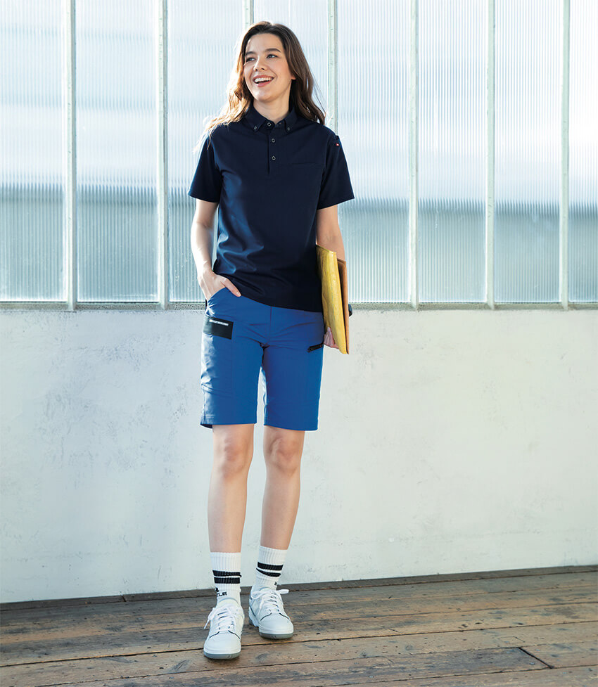 【717-ku】【フォーマルなムードを演出】半袖ボタンダウンシャツユニセックス【WORK WEAR バートル】