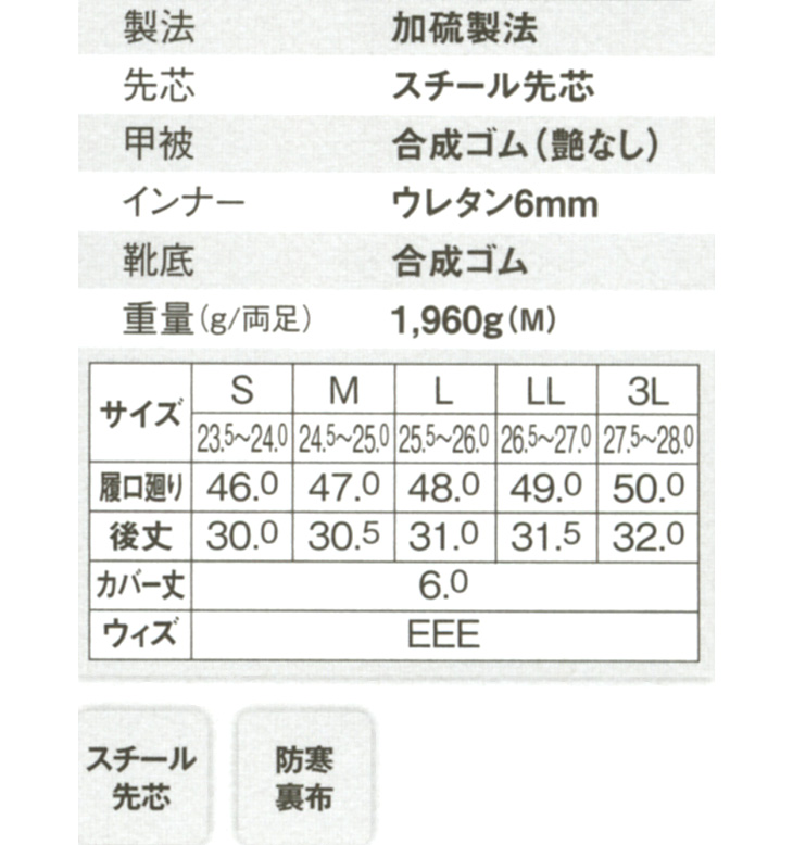  【85710】 ウレタン裏地の保温性で幅広く対応!スチール先芯入り・セーフティー長靴(胴太設計) [ジーベック]