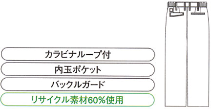  【A-3363】 バックルガード付き 帯電防止素材の夏用 ツータック スラックス(脇シャーリング) [コーコス]