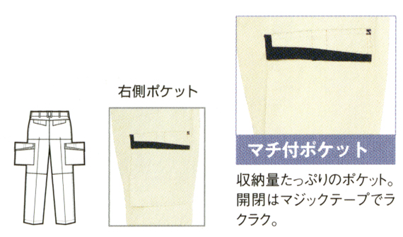  【AZ5574】 　夏用カーゴパンツ(2タック)　ポケットの配色がかっこいいカーゴパンツ [アイトス]