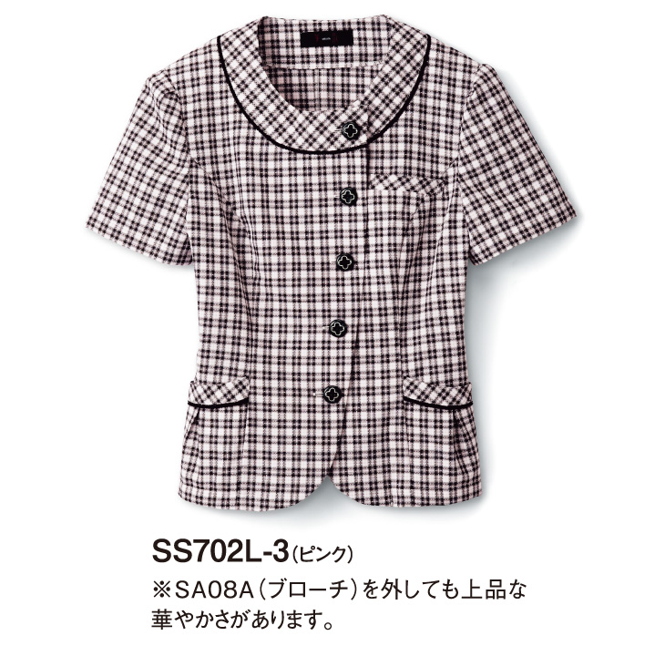  【SS702L】 パステルにときめく大人ギンガム!夏用 事務服 オーバーブラウス [Select Stage/神馬]