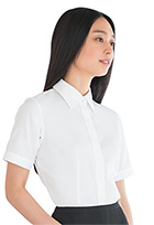  【ESB660】 シャープなシャツカラーで知的な印象。事務服半袖シャツブラウス [ENJOY/カーシー]