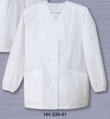  【HH336】 レディース衿なし調理着・白衣 [アイトス]