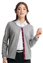  【HCN8260】 シックなカラーに配色!シンプルベーシックなデザイン 事務服 カーディガン [Pieds(ピエ)/アイトス]