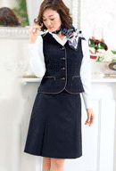 SET56 【HCV1020 + HCS1031】 事務服ベストスーツ(ボックスプリーツスカート:53cm丈) [Pieds(ピエ)]