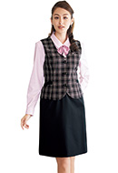  SET73【SA230V + SA205S】 品格と信頼感のウール混ストライプ!事務服 ベストスーツ (Aラインスカート) [Select Stage]