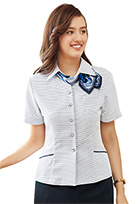 7月入荷 【SS752L】 風が通るエアコン素材を採用!涼やかなマリン調オーバーブラウス [Select Stage/神馬]